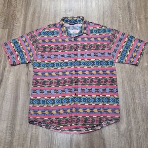 Vintage Bon Homme USA Aztec Style Western Multicolor Men's Shirt XL